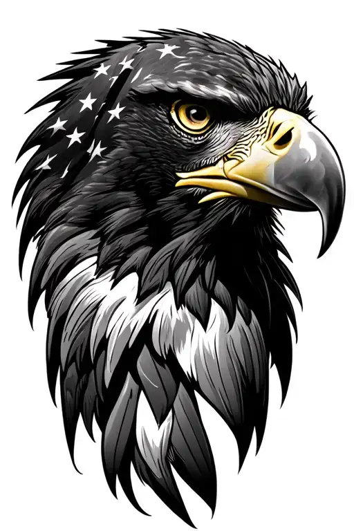 Eagle Head Profile American Flag