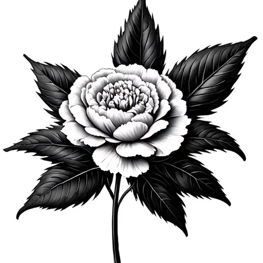 Carnation Flower Large Black Leaves