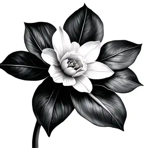 Daffodil Flower Large Black Leaves