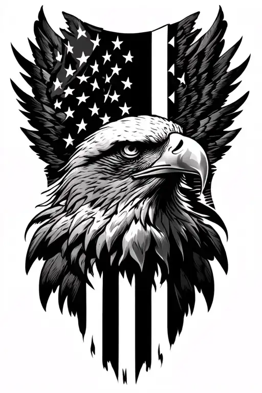 Eagle Head Diving Profile American Flag Inside