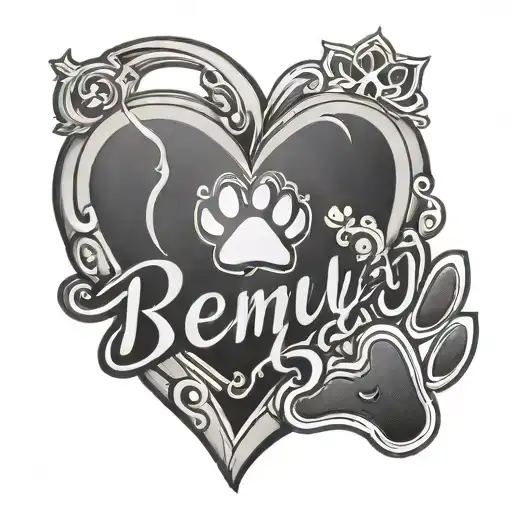 Heart With Dog Paw And The Name 'Remy'