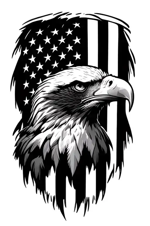Eagle Head Diving Profile American Flag Inside