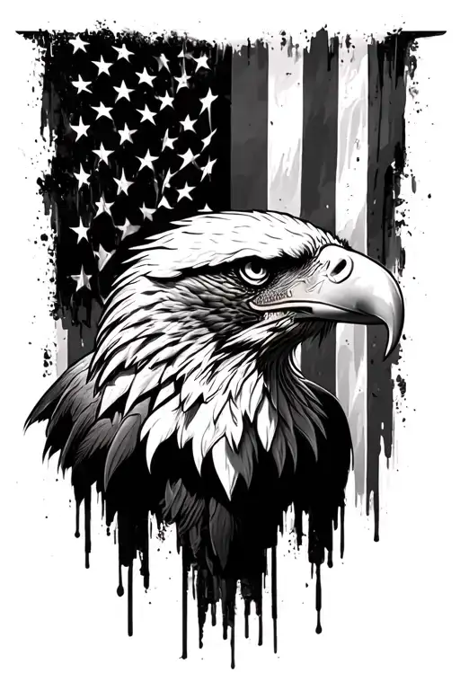 Eagle Head Diving Profile American Flag Downward Spiral