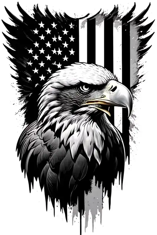 Eagle Head Diving Profile American Flag Downward Spiral