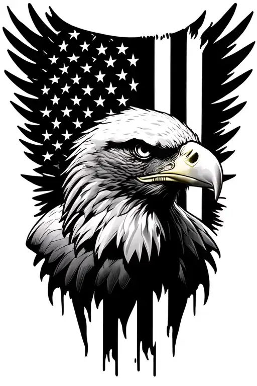 Eagle Head Diving Profile American Flag Downward Spiral
