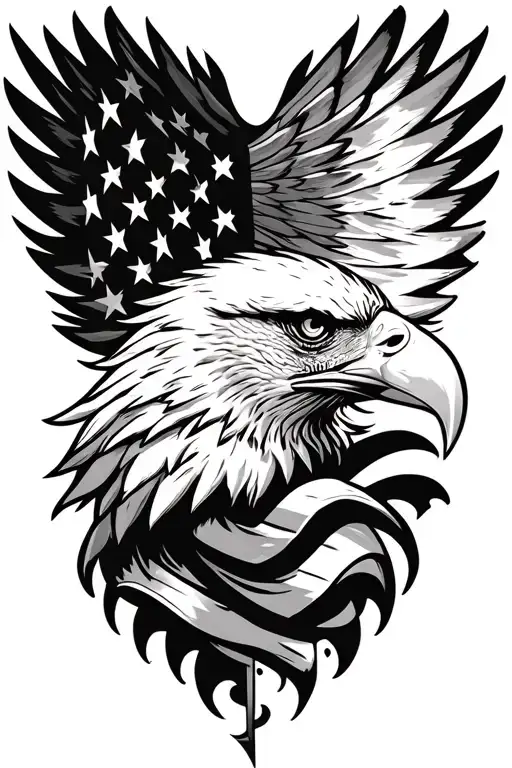 Eagle Head Diving Profile American Flag Downward Spiral