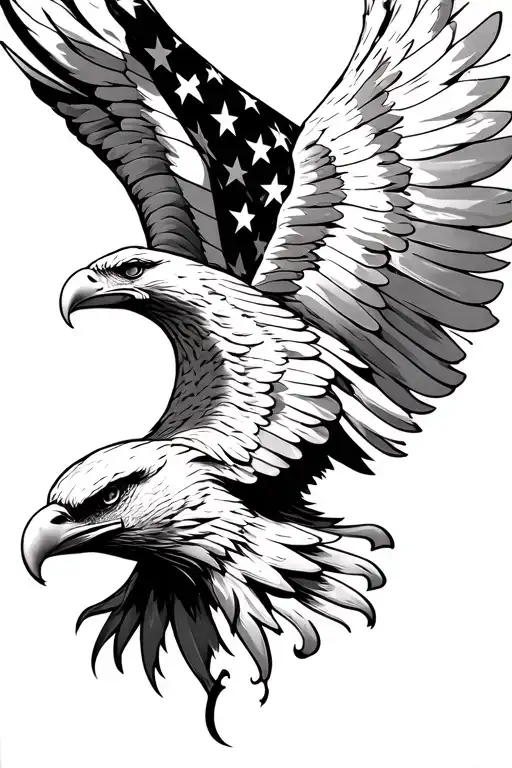 Eagle Head Diving Profile American Flag Downward Spiral