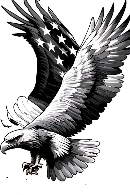 Distressed American Flag Eagle Diving