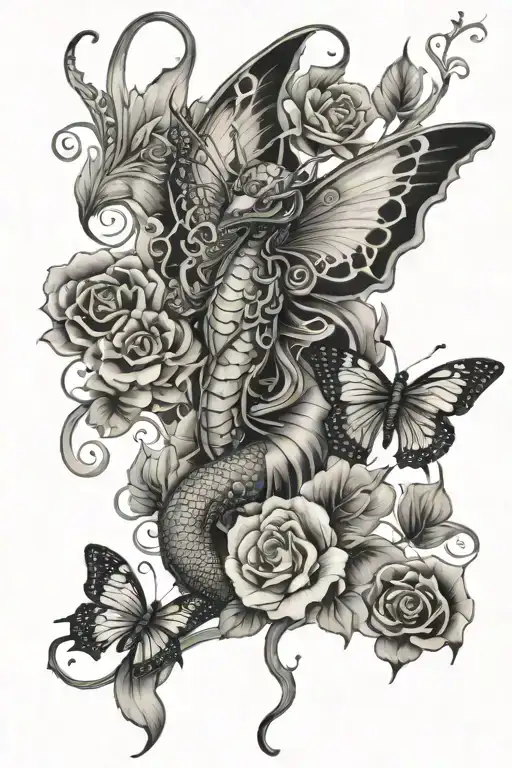 Dragon Butterfly Thigh Cover Up