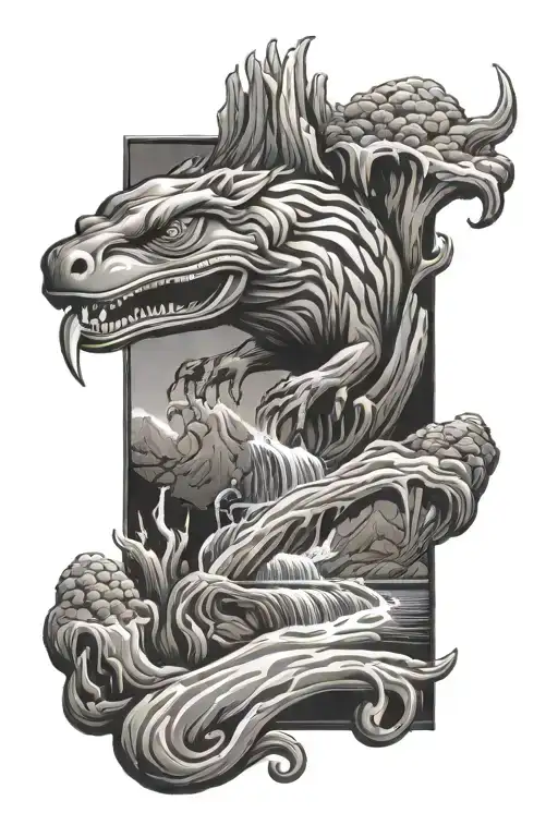 American Animal With River And Waterfull