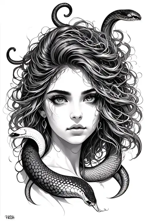 Lamia Girl With A Snake Tail In Full Height