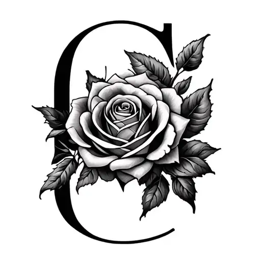 Letter G With Rose Intertwined