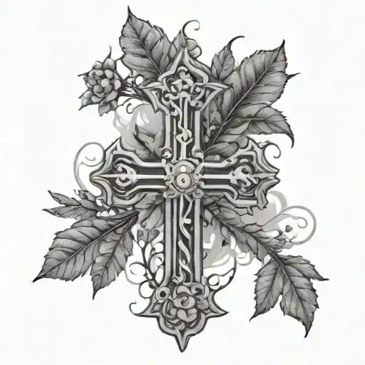 Cross Tattoo With Nature Background