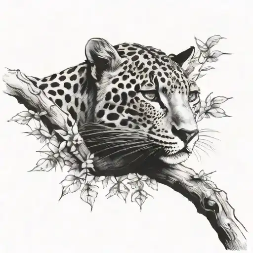 Leopard Laying On Tree Branch