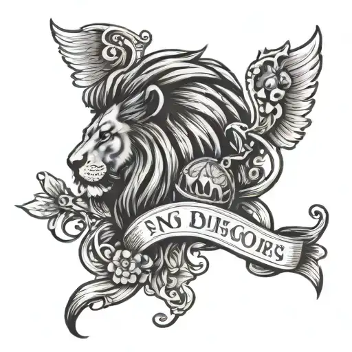 Lion And Ancor With Words No Comms No Bombs Dropping