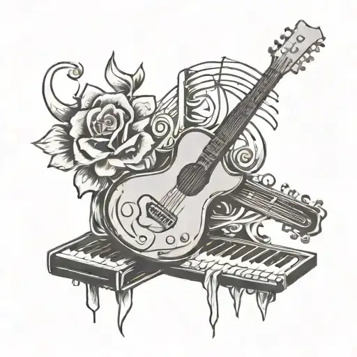 Guitar And Keyboard Intertwined Symbolizing The Client's Love