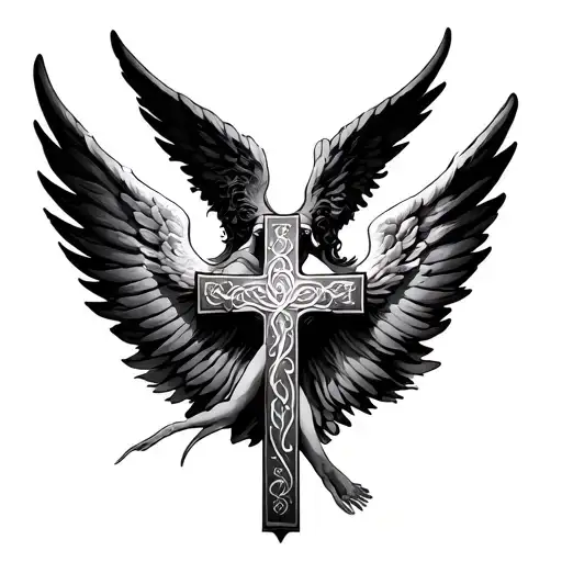 Angel And Cross Intertwined