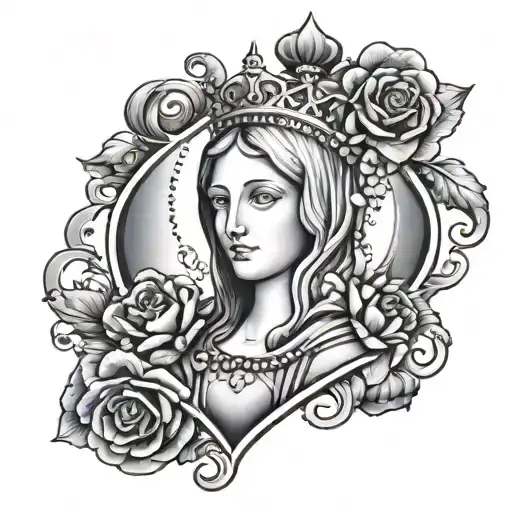 Virgin Mary As A Queen Of Hearts