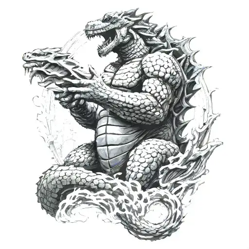 The Godzilla Throne Room Mural But Only The Godzilla Part