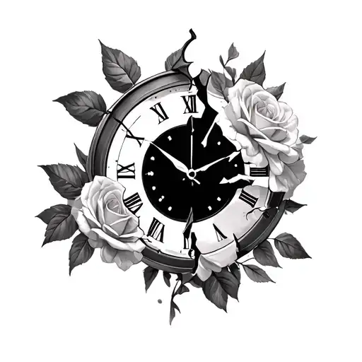 Broken Clock And Roses Mixed Together As One