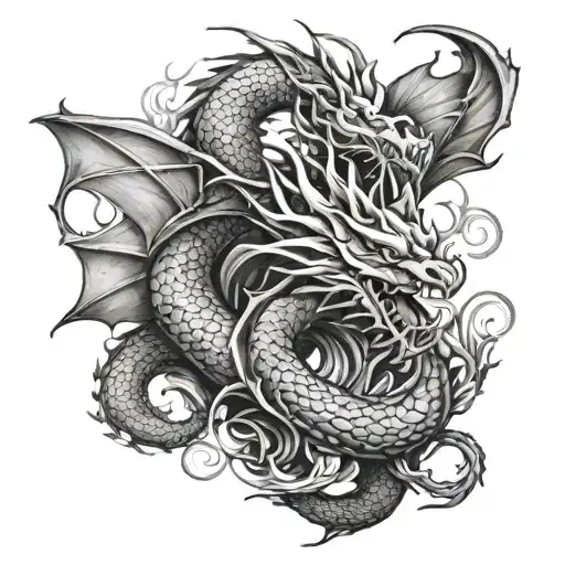 The Word Mcphee On The Lower Outside Of The Arm Wish Shading And A Dragon Wrapped Around