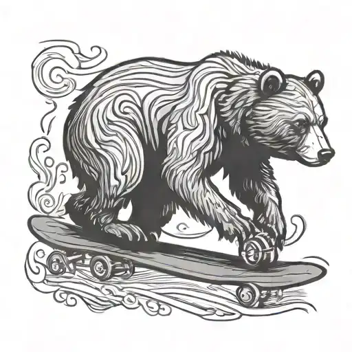 Silhouette Of A Bear Skateboarding