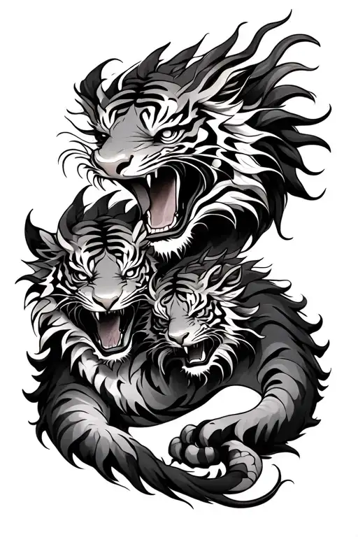Dragon And Tiger Together Symbolizing The Client's Children