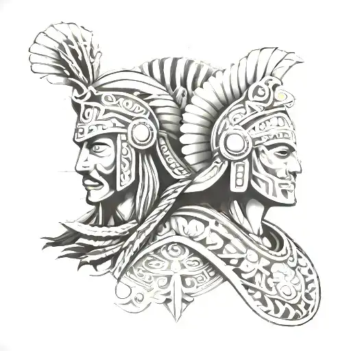 Aztec Warrior And Spartan Warrior