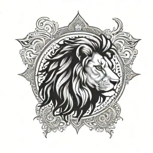 Lion Mandala Design Incorporating