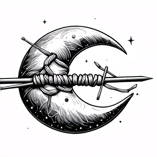 Knitting Needles Knitting A Crescent Moon