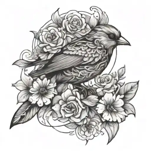 Bird Made Of Flowers Intertwined