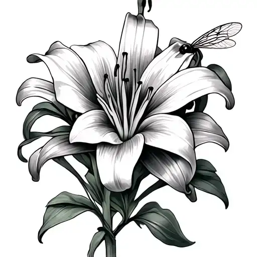 Honey Bee And Tiger Lily Flower