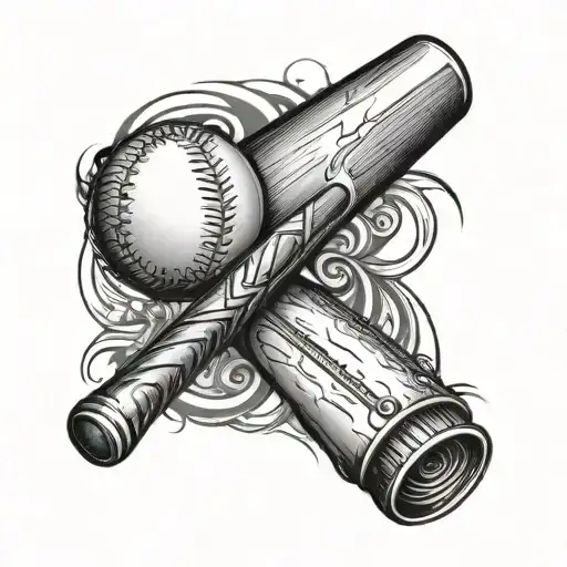 Baseball Bat With Glove On Shoulder