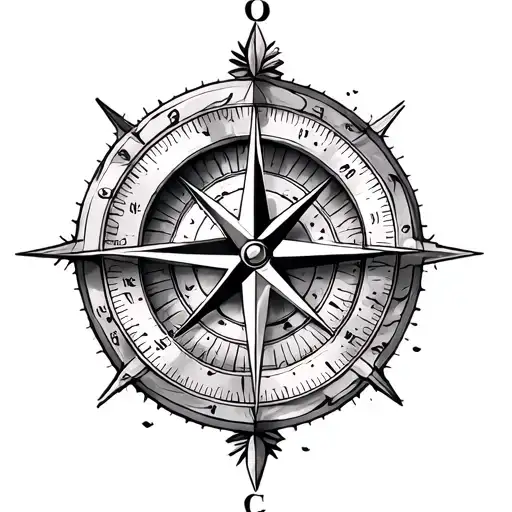 Compass Surrounded By Various