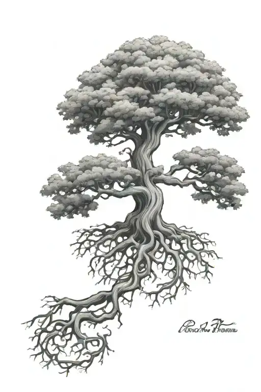 Oak Tree With Roots Shaped Like Bracelet