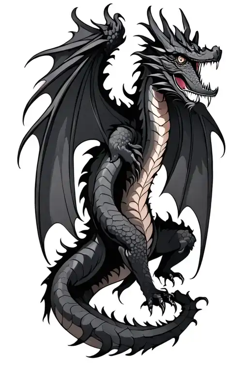 Black Dragon Full Body Shaped Like
