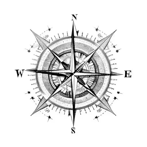 A Compass With Constellations Indicating New Directions In Black-grey Style