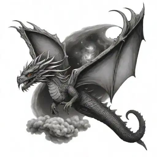 Dragon Flying Through The Nigh Sky