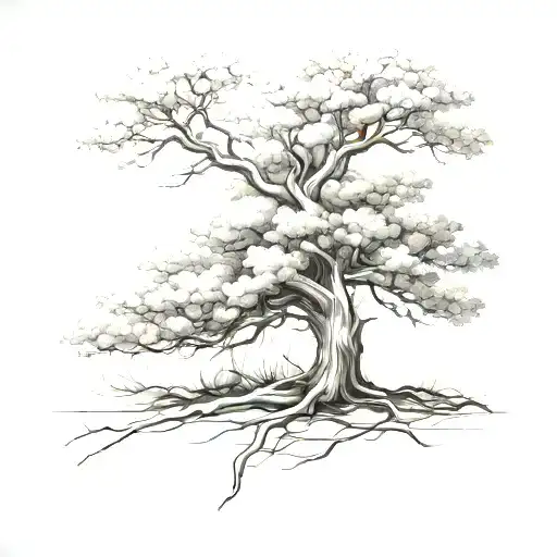 Sketch Style Tattoo Of A Tree