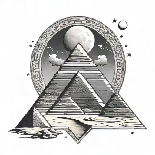 Pyramids With A Moon Rising