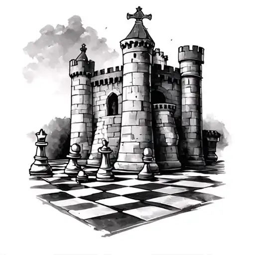 Chess Mixed With A Portuguese Castle Obidos