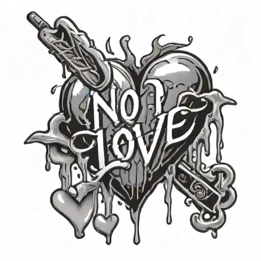 Drippy Text That Says No Love With A Bleeding Heart