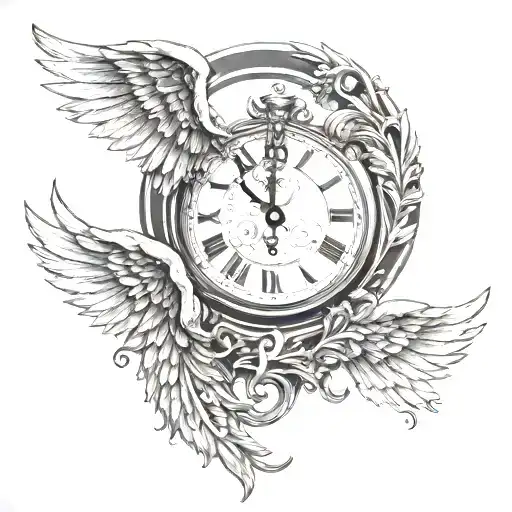 Zeus And A Clock With A Wings Above It