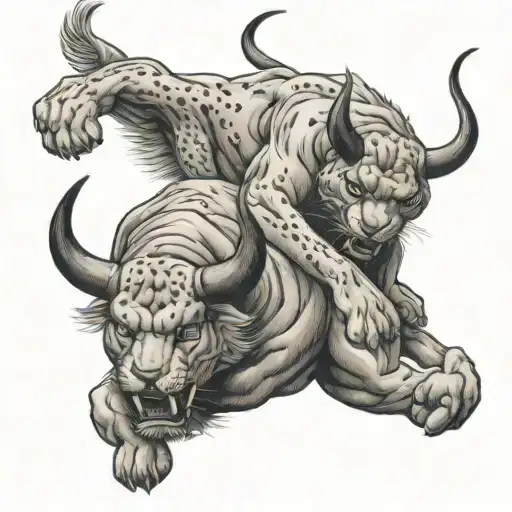 Puma Fighting A Bull