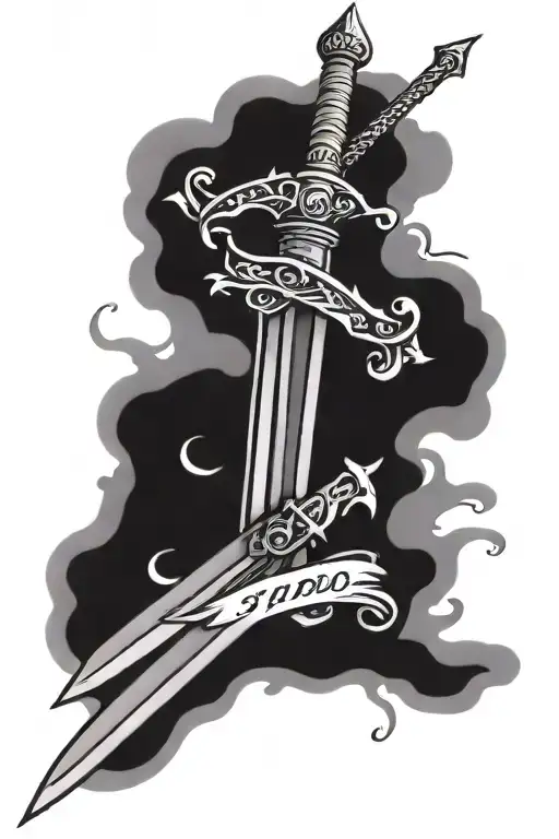 Sword With Pride Inscription On It And Ego Written On It's Hilt