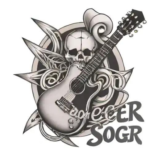 A Guitar With Soccer Ball Strings With Name Evan Spelled