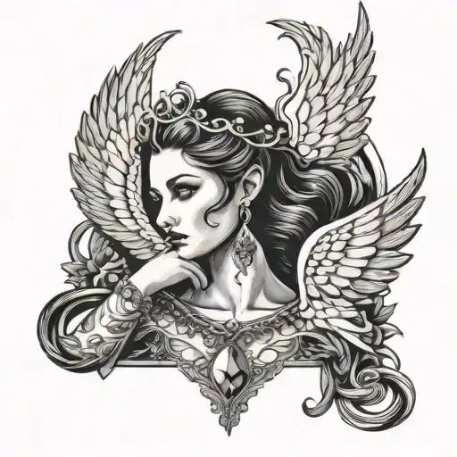 Angel Woman With Jewelry And Details