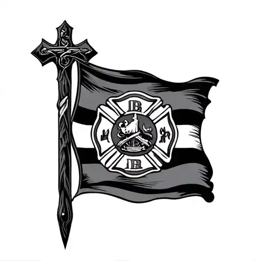 Cross With Firefighter Flag Inside