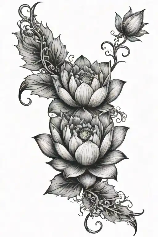 Thorns Around The Arm Sleeve And Lotus Flower