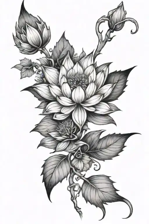 Long Thorn With Lotus Flower On It
